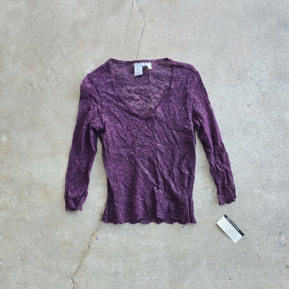 VTG 90s Y2K Rampage Womens Whimsigoth Vamp Fairy Lace Romantic Top M